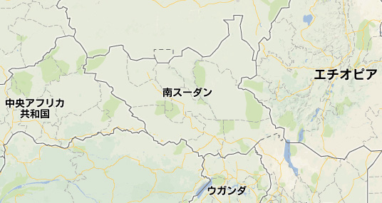 南スーダンの地図 